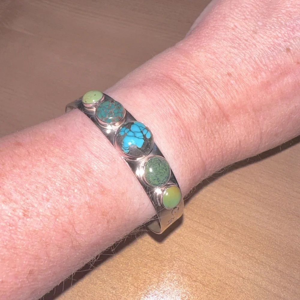 Multi stone & sterling silver cuff bracelet by Jay King - Picture 4 of 12